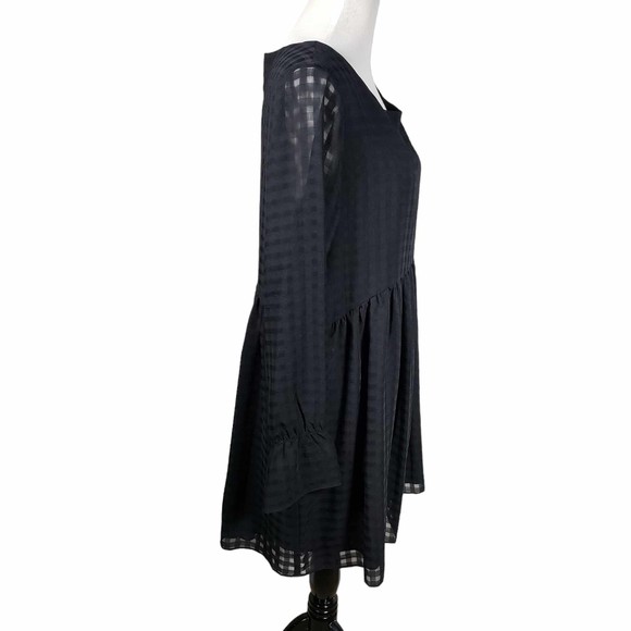 BCBGeneration size Large Long Sheer Sleeve Gingham Dress - Picture 5 of 7